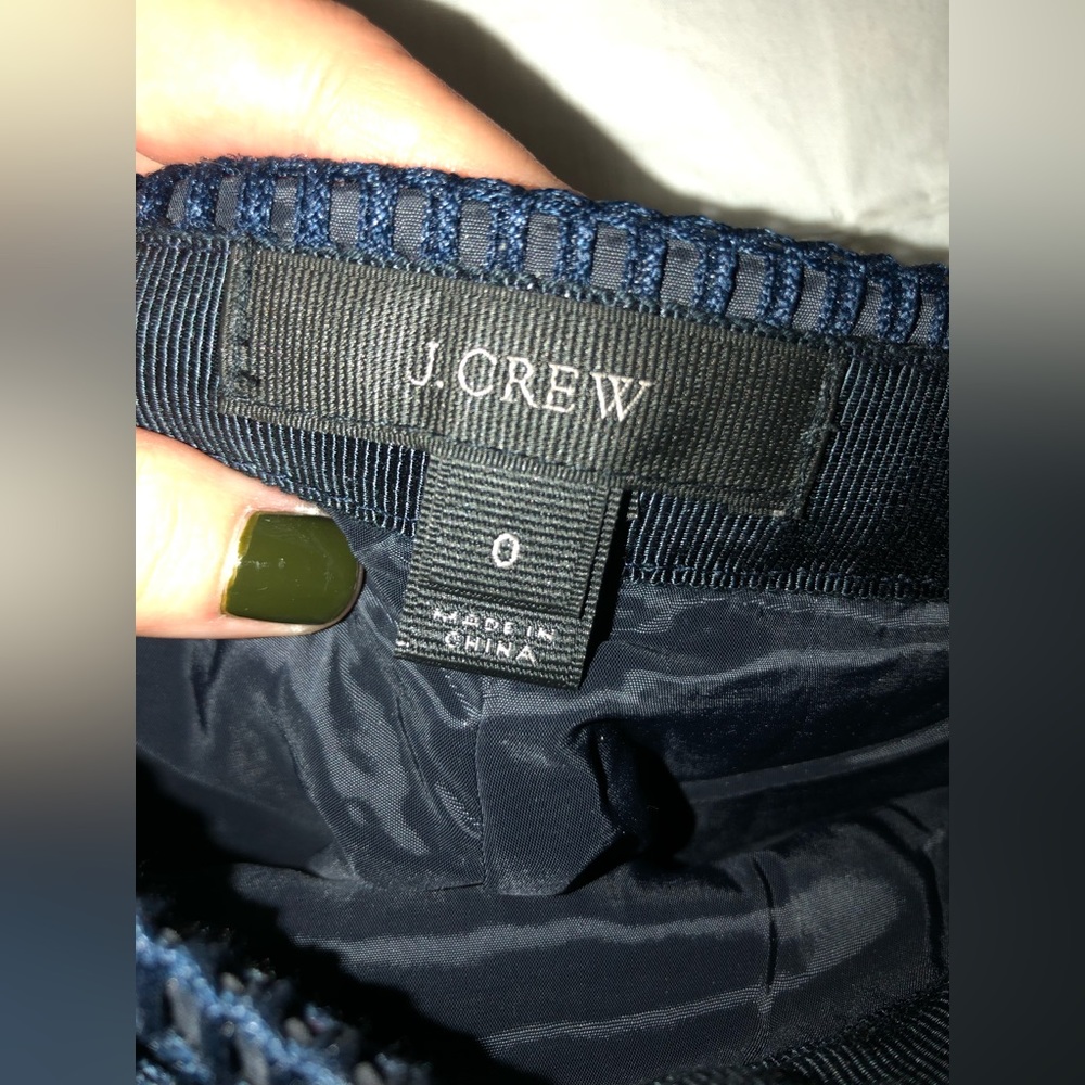 J Crew Navy Metallic Tweed Zip Mini Skirt - Picture 8 of 10